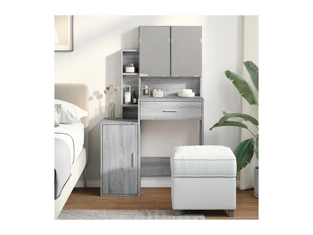 Kaptafel met kast Sonoma grijs 80x35x132 cm