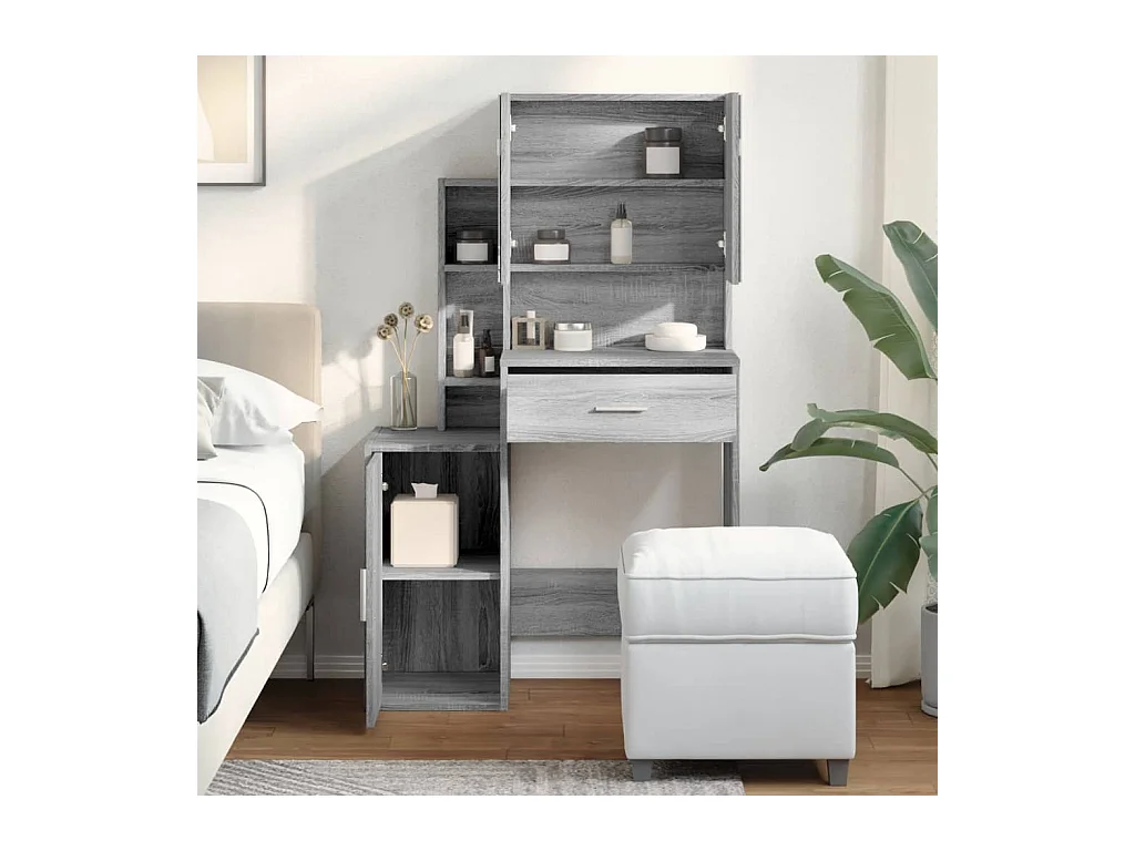 Kaptafel met kast Sonoma grijs 80x35x132 cm