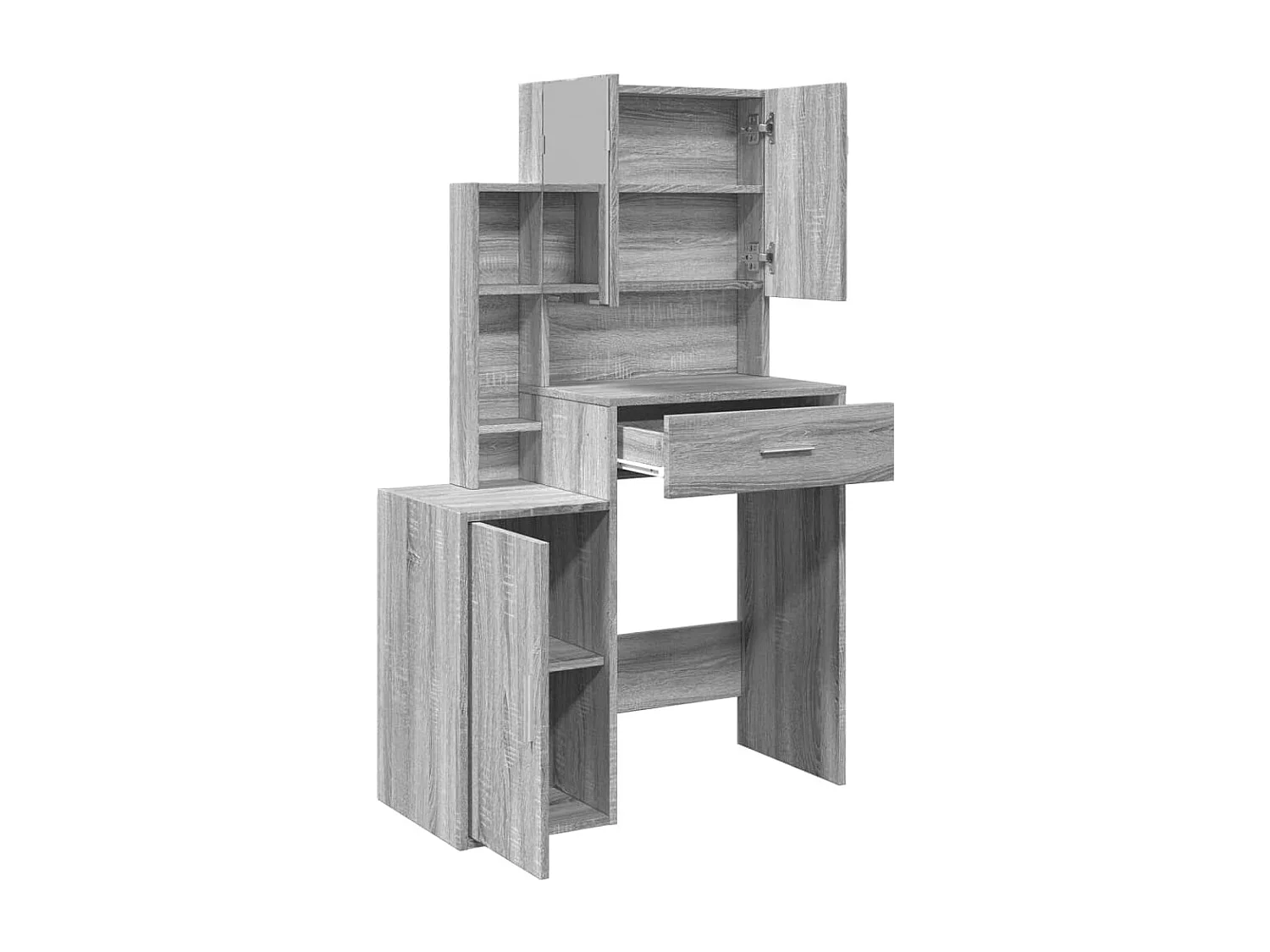 Kaptafel met kast Sonoma grijs 80x35x132 cm