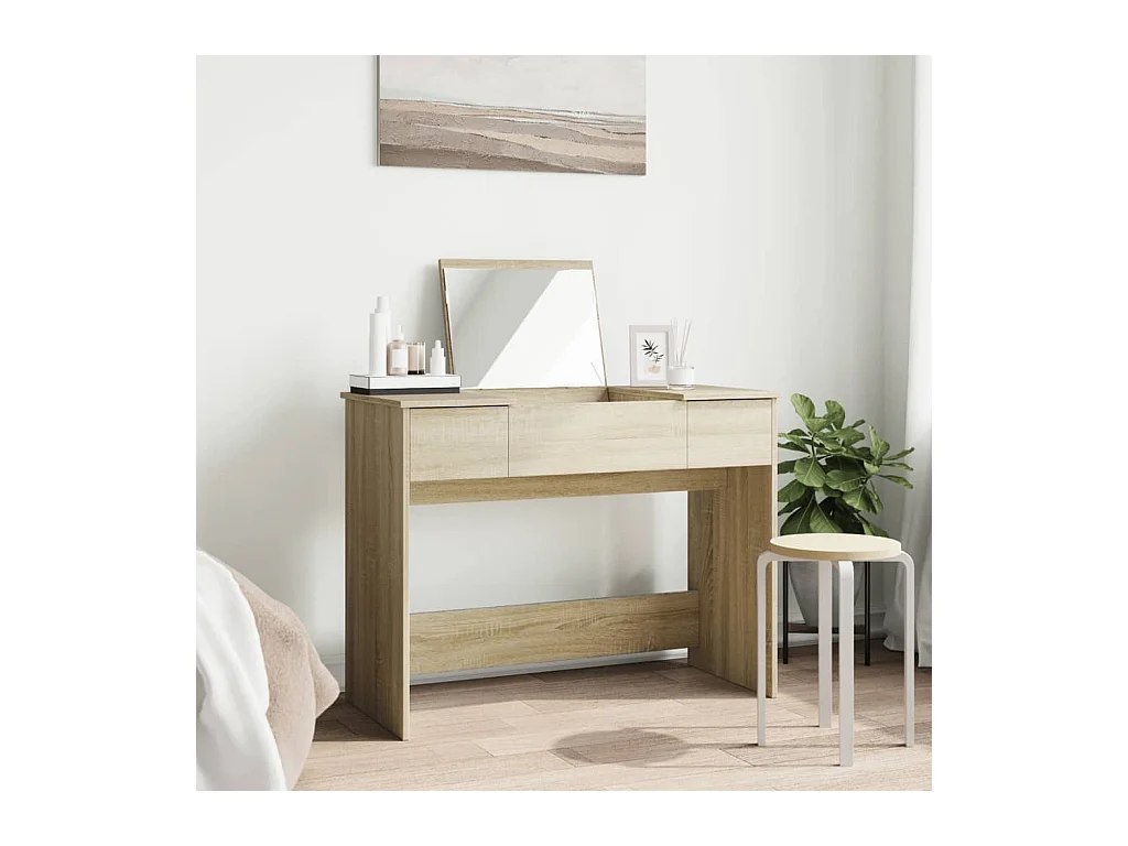 Kaptafel met spiegel Sonoma eiken 100x45x76 cm