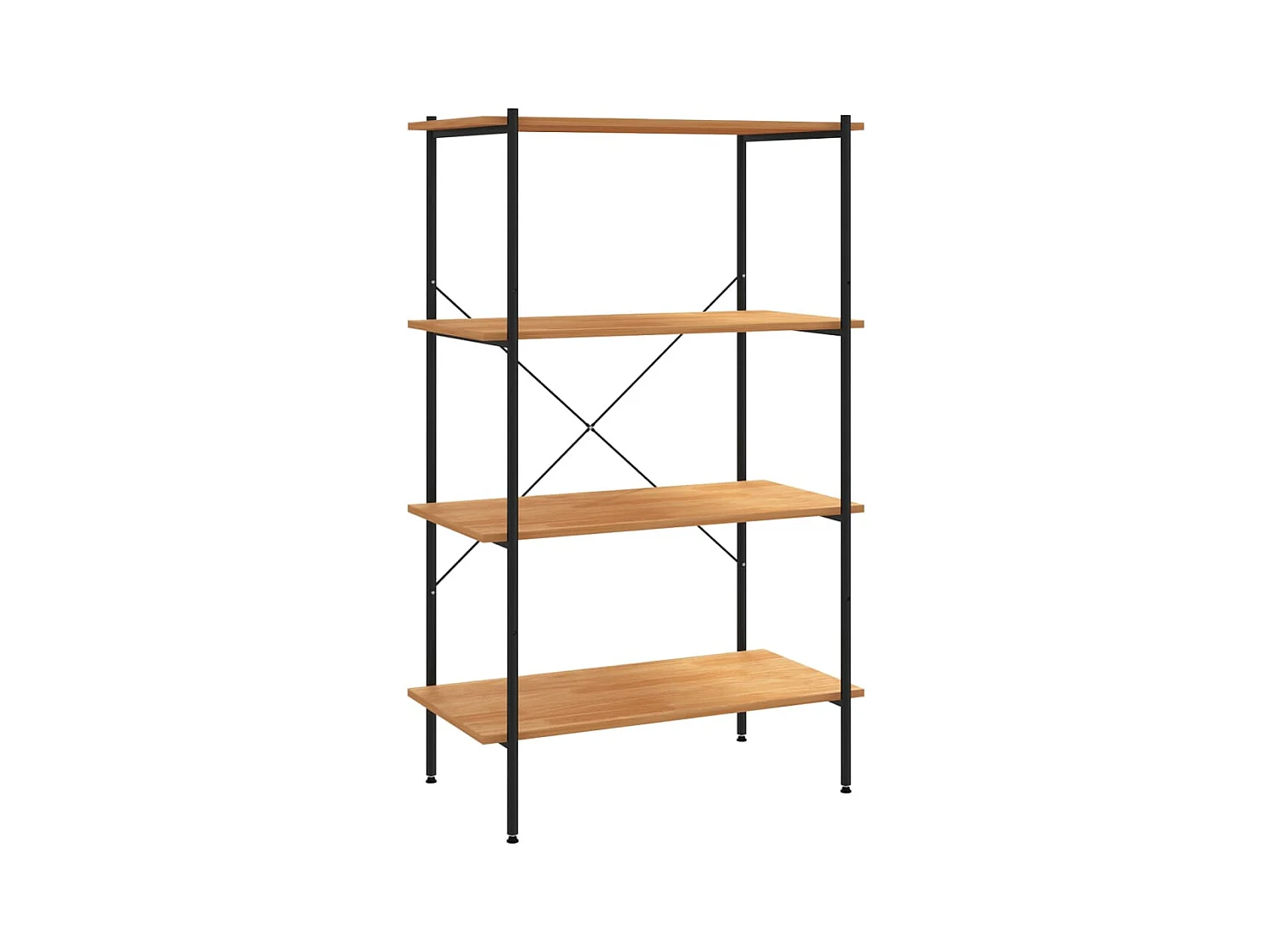Étagère à 4 niveaux noir et chêne 80x40x130 cm