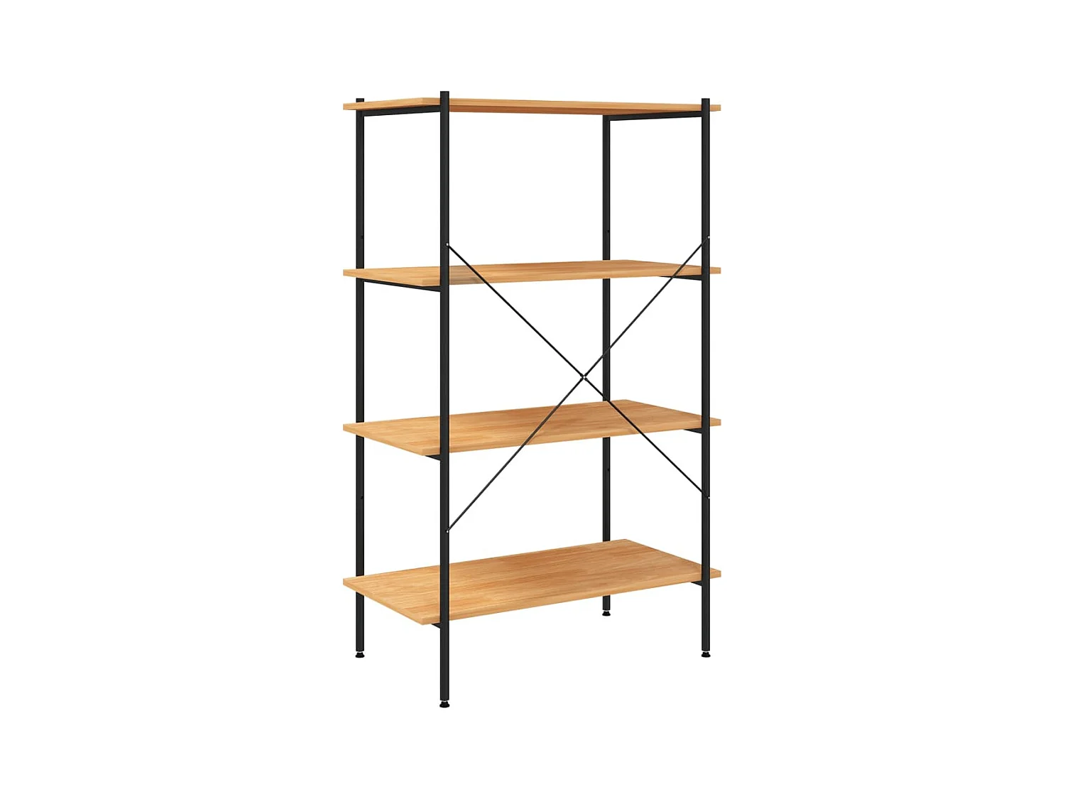 Étagère à 4 niveaux noir et chêne 80x40x130 cm