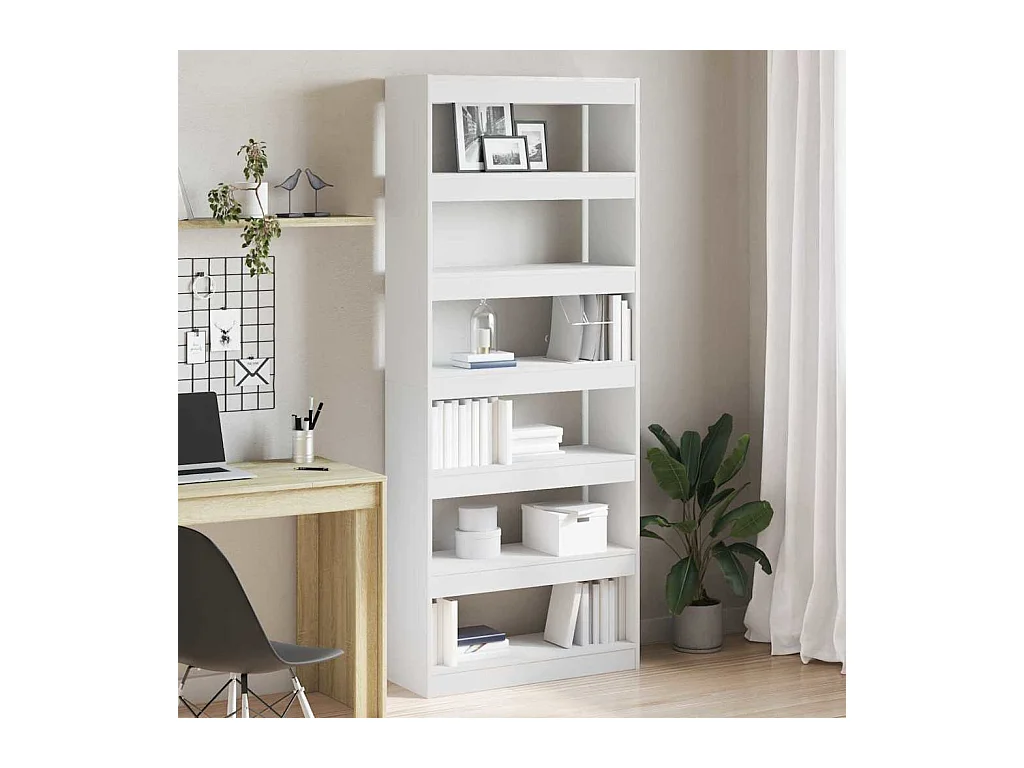 Librería Blanca 80 x 30 x 198 cm Madera de Ingeniería