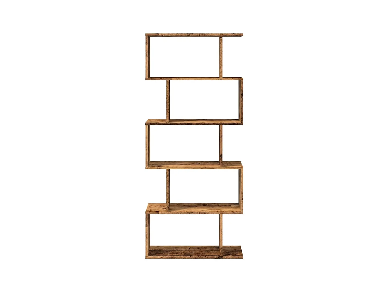 Étagère séparatrice de pièce à 5 niveaux vieux bois 70x24x161cm