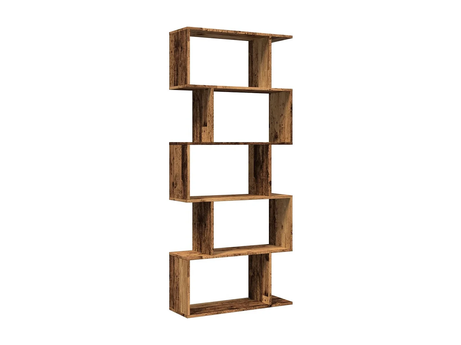 Étagère séparatrice de pièce à 5 niveaux vieux bois 70x24x161cm