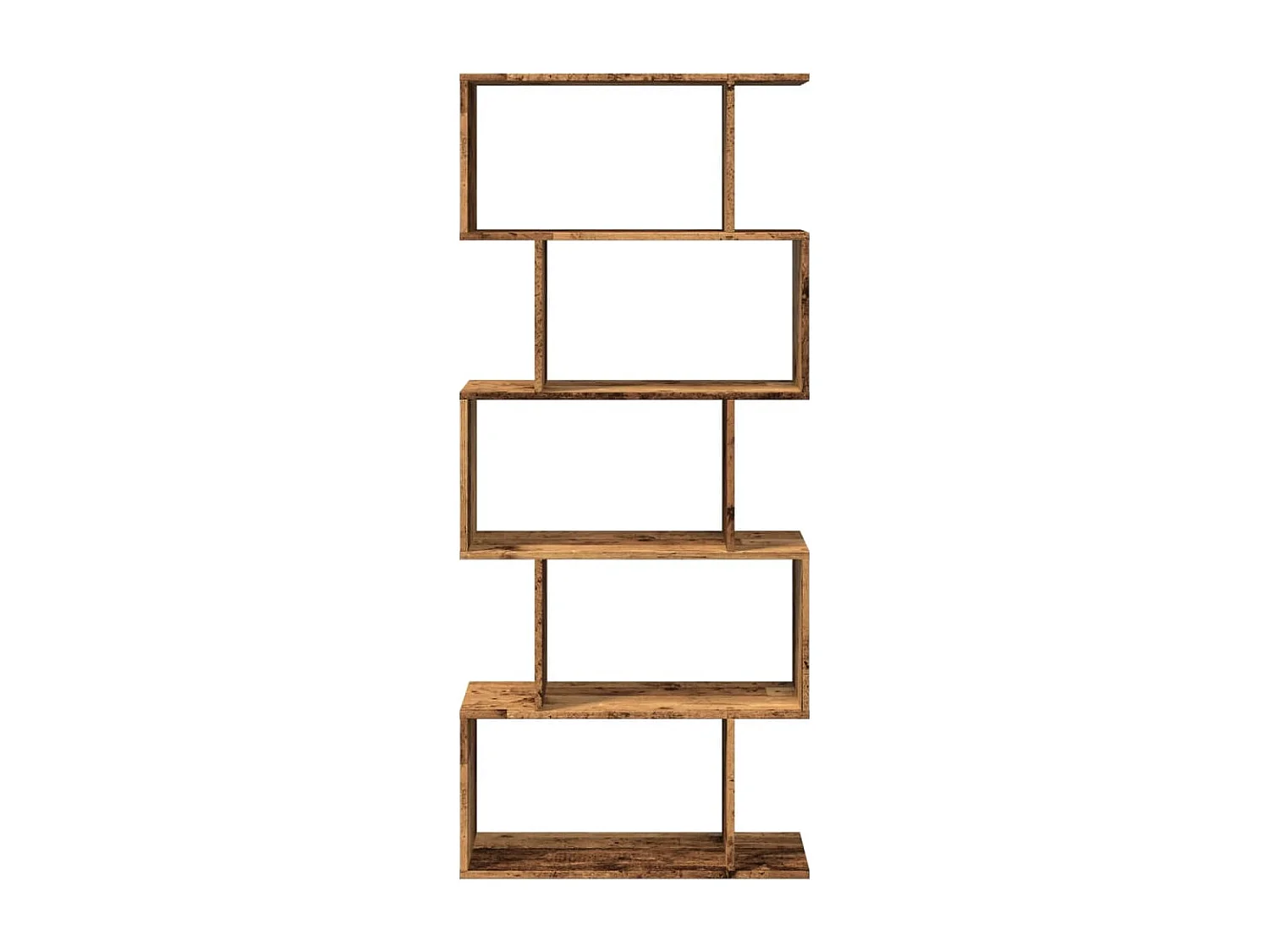 Étagère séparatrice de pièce à 5 niveaux vieux bois 70x24x161cm