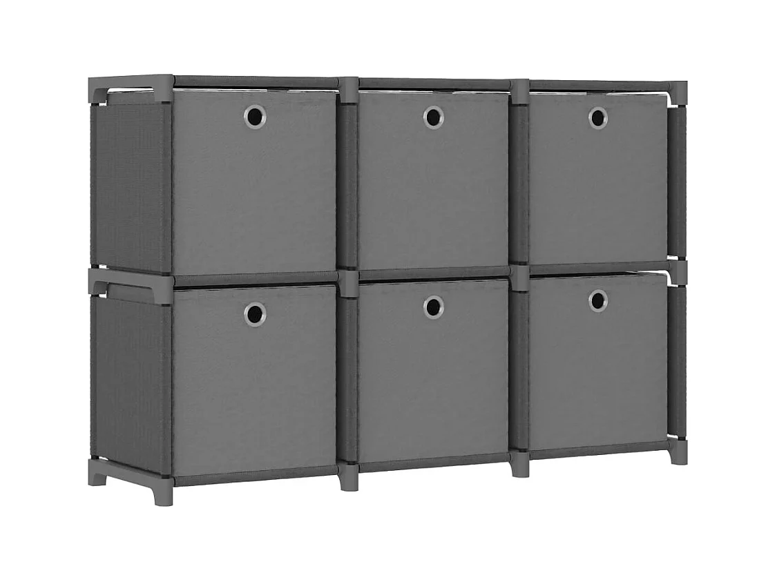 Étagère d'affichage 6 cubes et boîtes Gris 103x30x72,5 cm Tissu