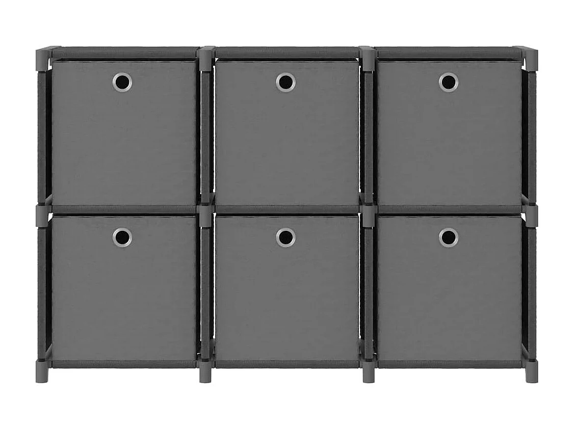 Étagère d'affichage 6 cubes et boîtes Gris 103x30x72,5 cm Tissu