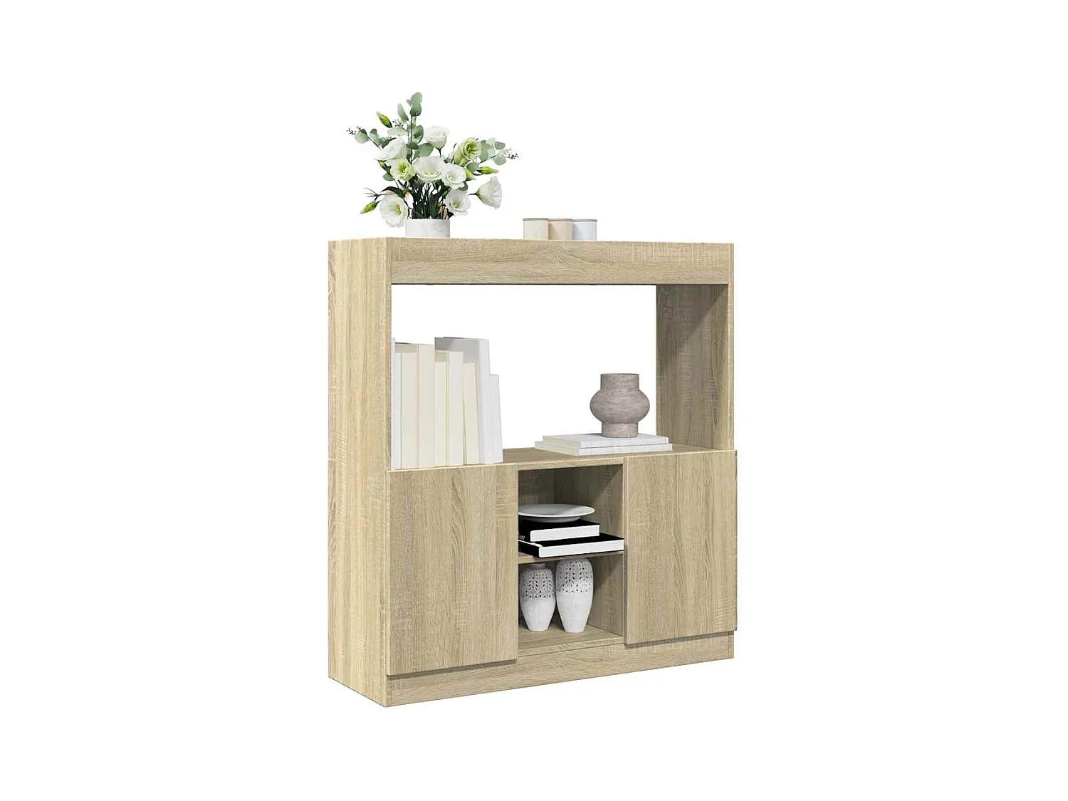 Hoog dressoir Sonoma eiken 92x33x100 cm bewerkt hout