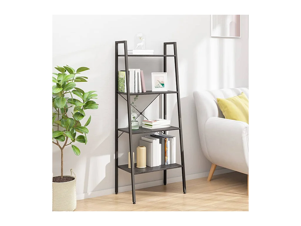 Étagère sur pied 4 niveaux Noir 56x35x140 cm