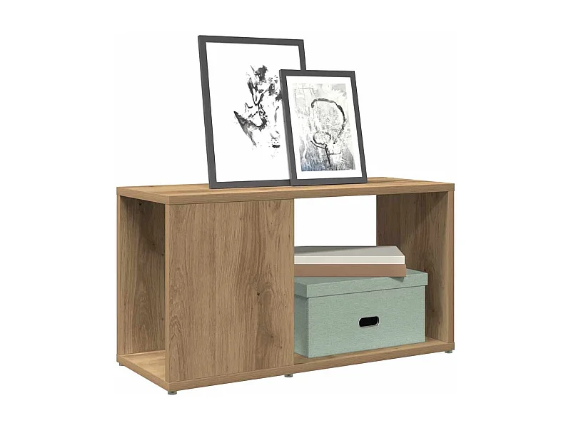 Meuble TV chêne artisanal 60x24x32 cm bois d'ingénierie