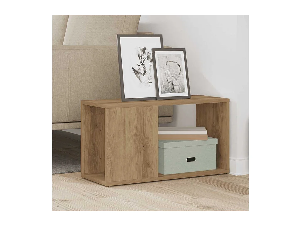 Meuble TV chêne artisanal 60x24x32 cm bois d'ingénierie