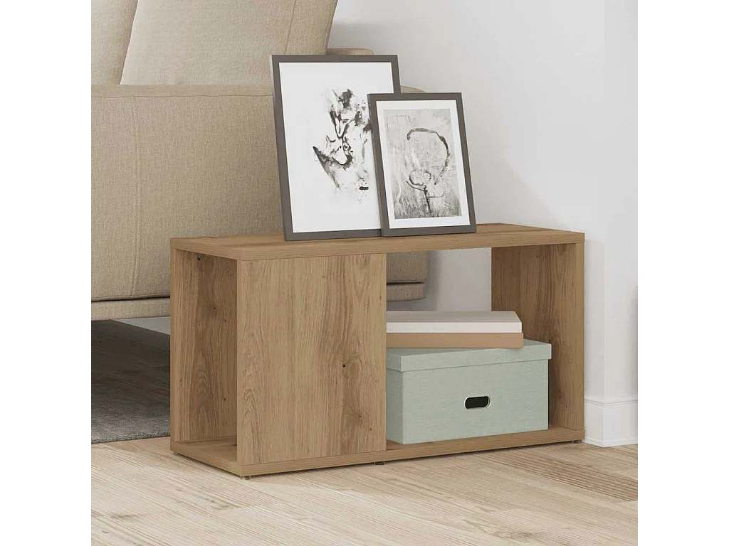 Meuble TV chêne artisanal 60x24x32 cm bois d'ingénierie