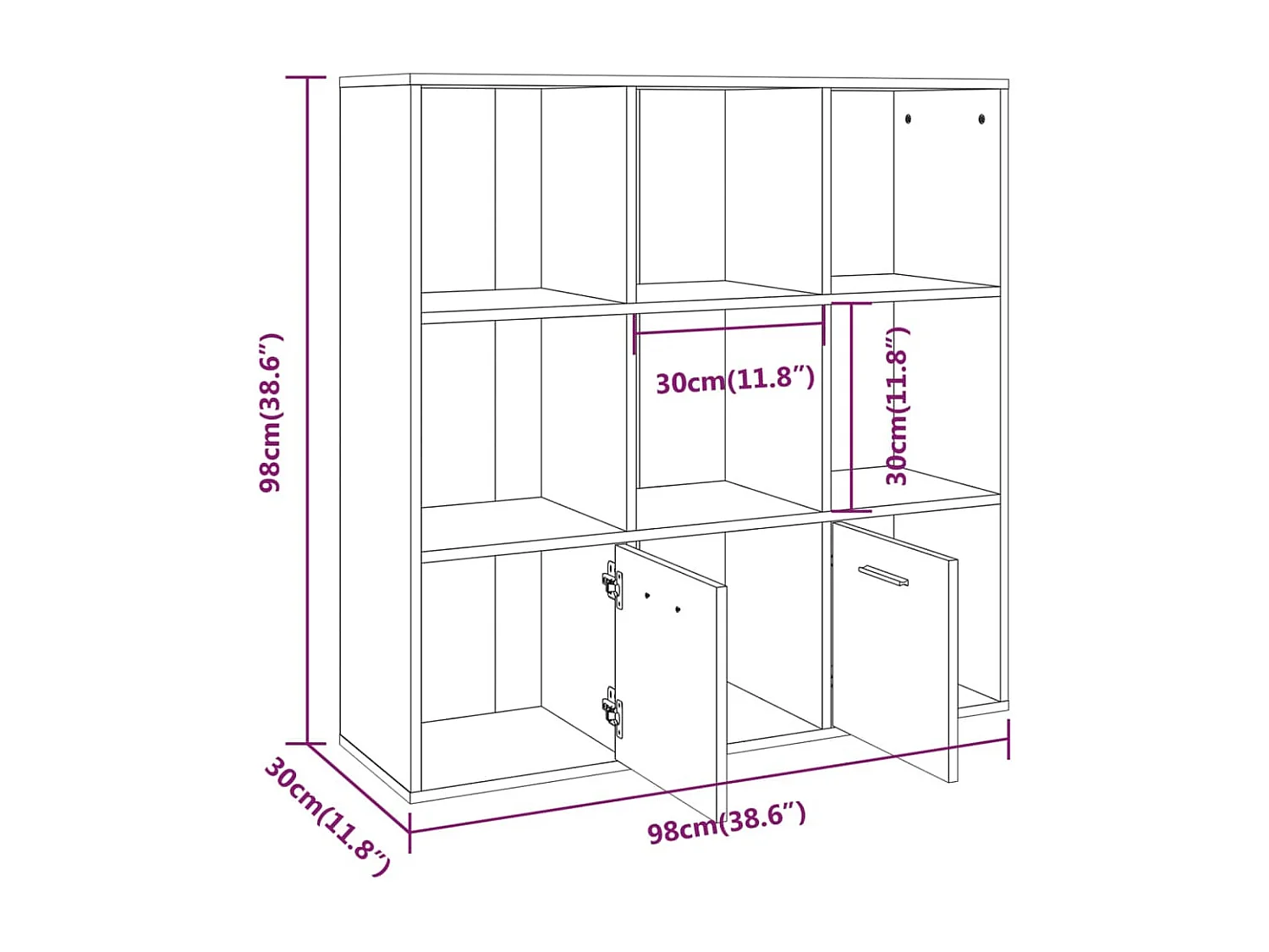 Libreria Sonoma grigia 98x30x98 cm