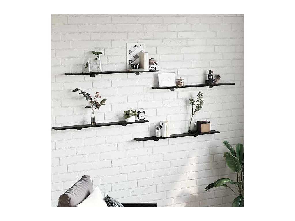 Étagère à livres 4 pcs Noir 100 x 10 x 1.5 cm Bois d'ingénierie