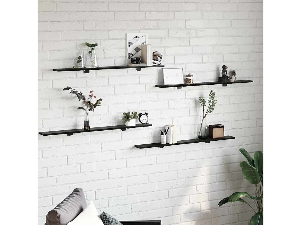 Étagère à livres 4 pcs Noir 100 x 10 x 1.5 cm Bois d'ingénierie