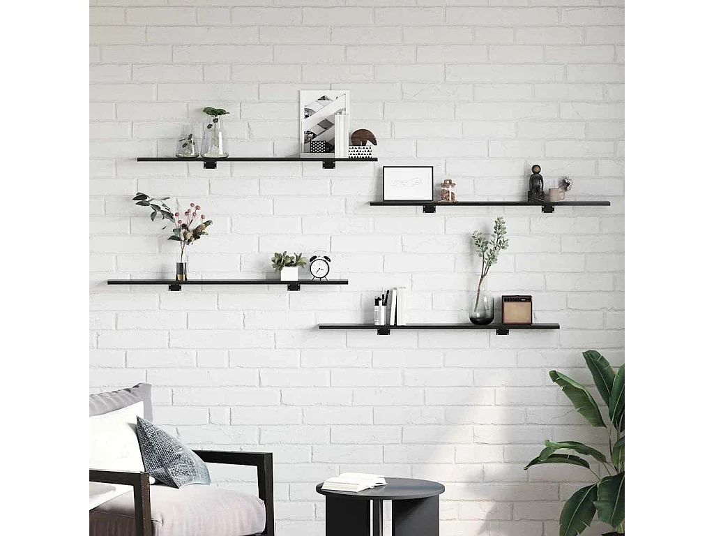 Étagère à livres 4 pcs Noir 100 x 10 x 1.5 cm Bois d'ingénierie