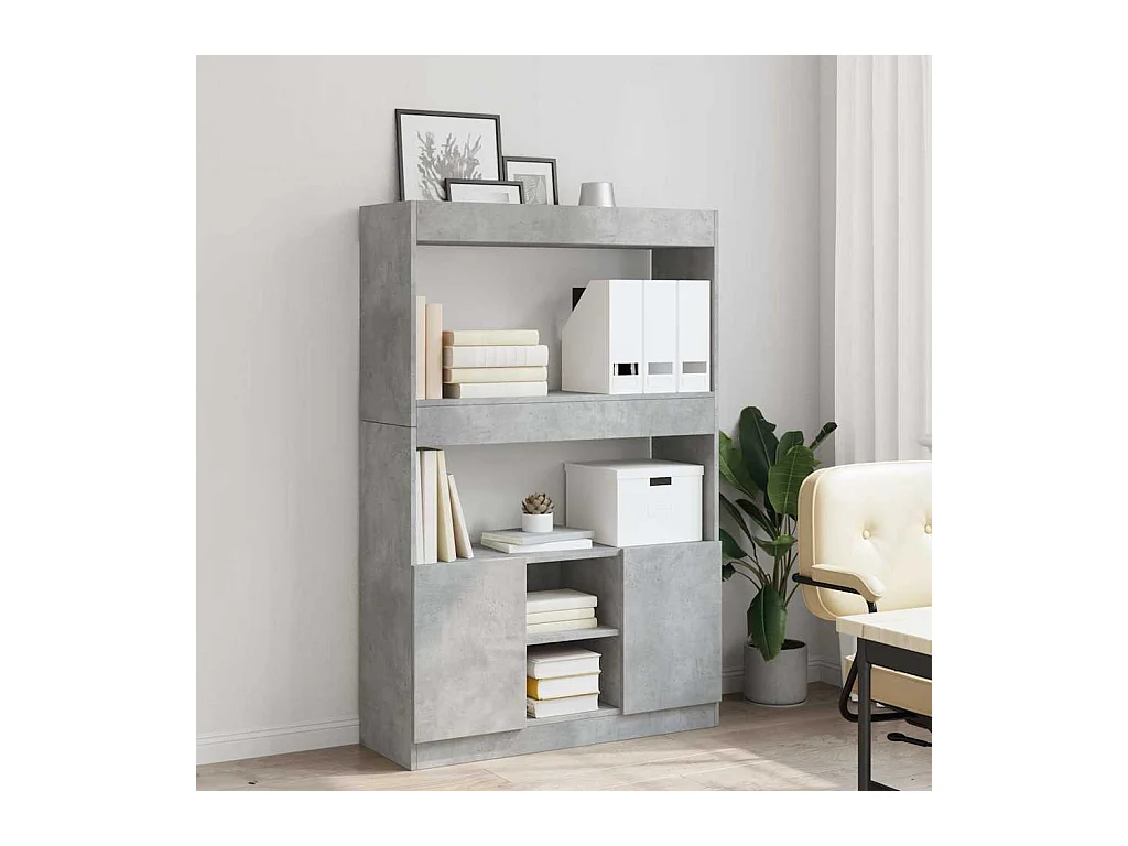 Betongrijs hoog dressoir 92x33x140 cm bewerkt hout