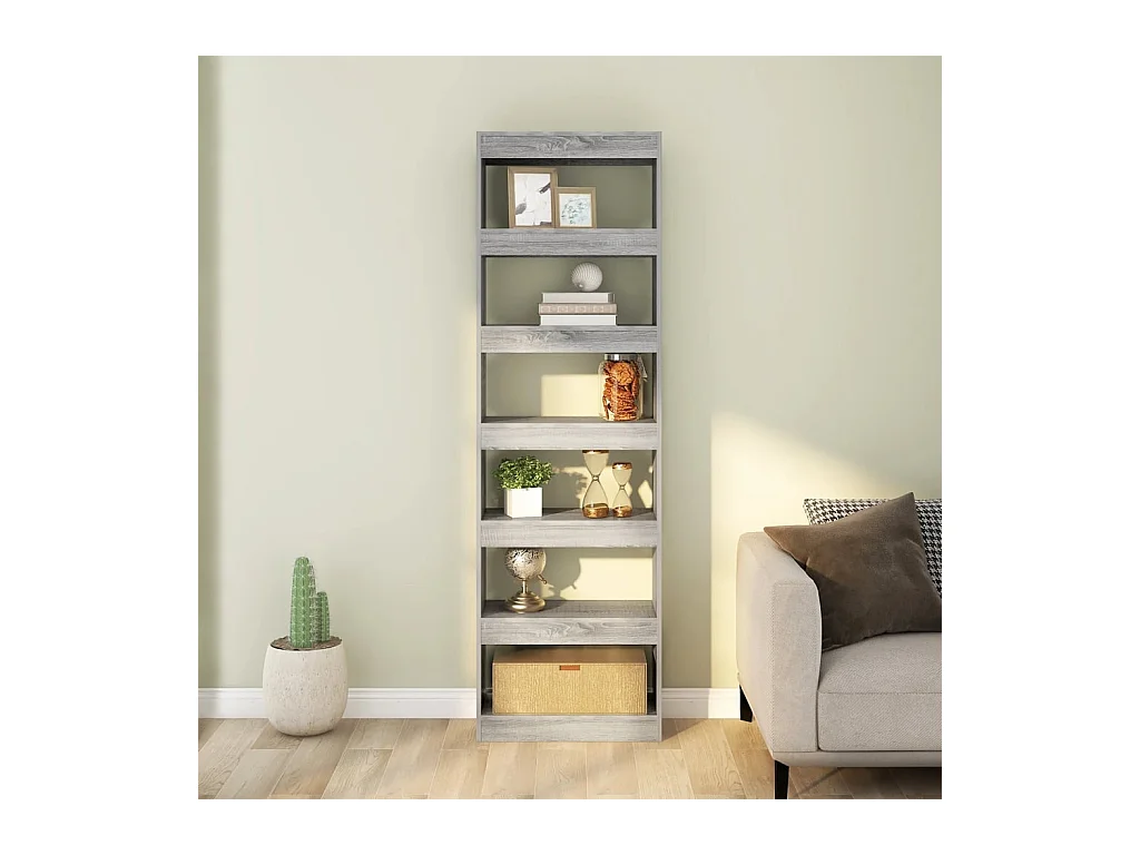 Bibliothèque/Séparateur de pièce Sonoma gris 60x30x198 cm