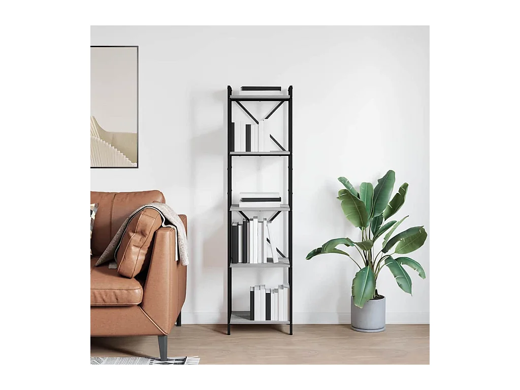 Bücherregal Sonoma, Grau, 40 x 30 x 153 cm, Holzwerkstoff