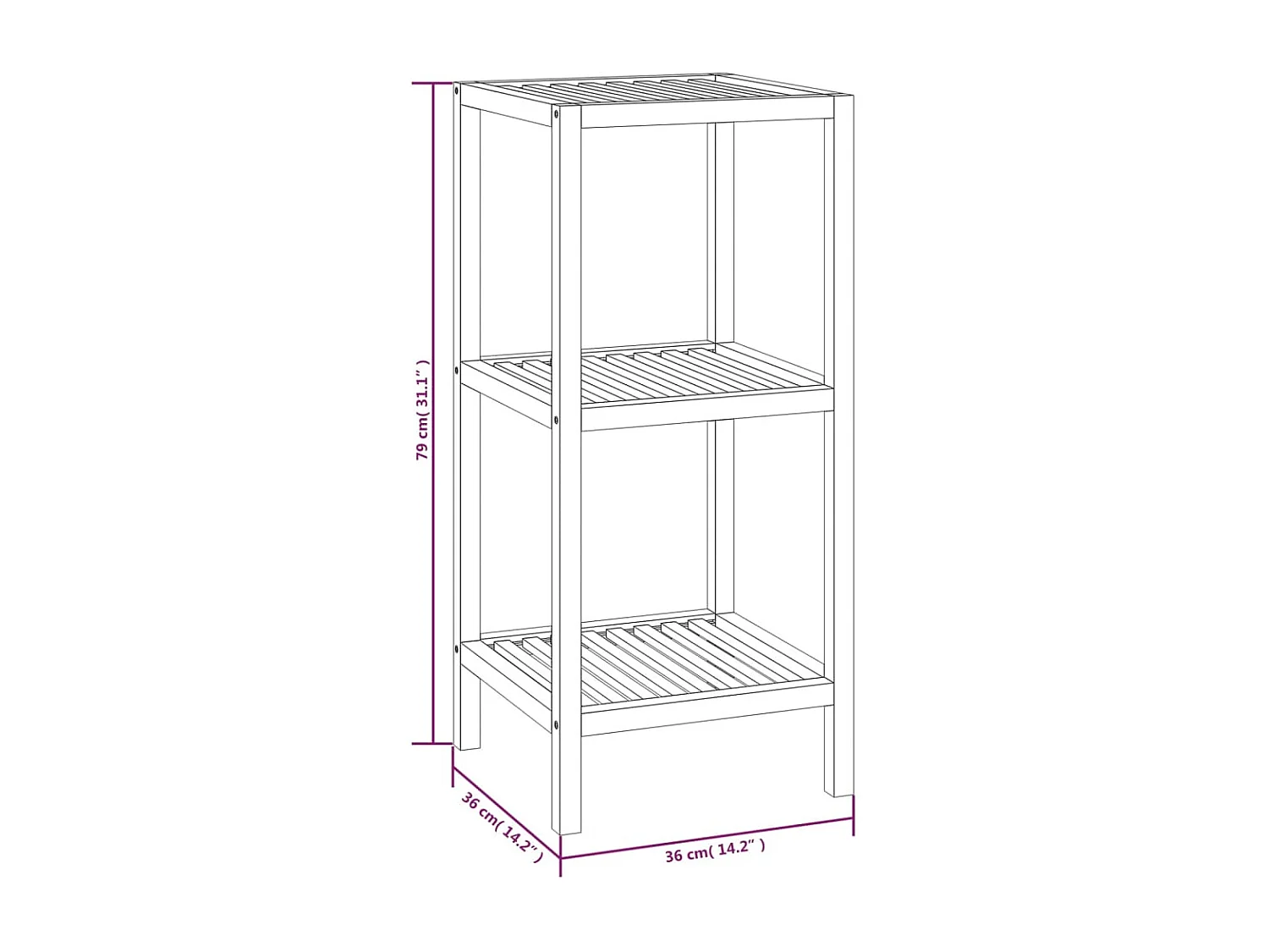 Étagère de salle de bain 36x36x79 cm Bois massif de noyer