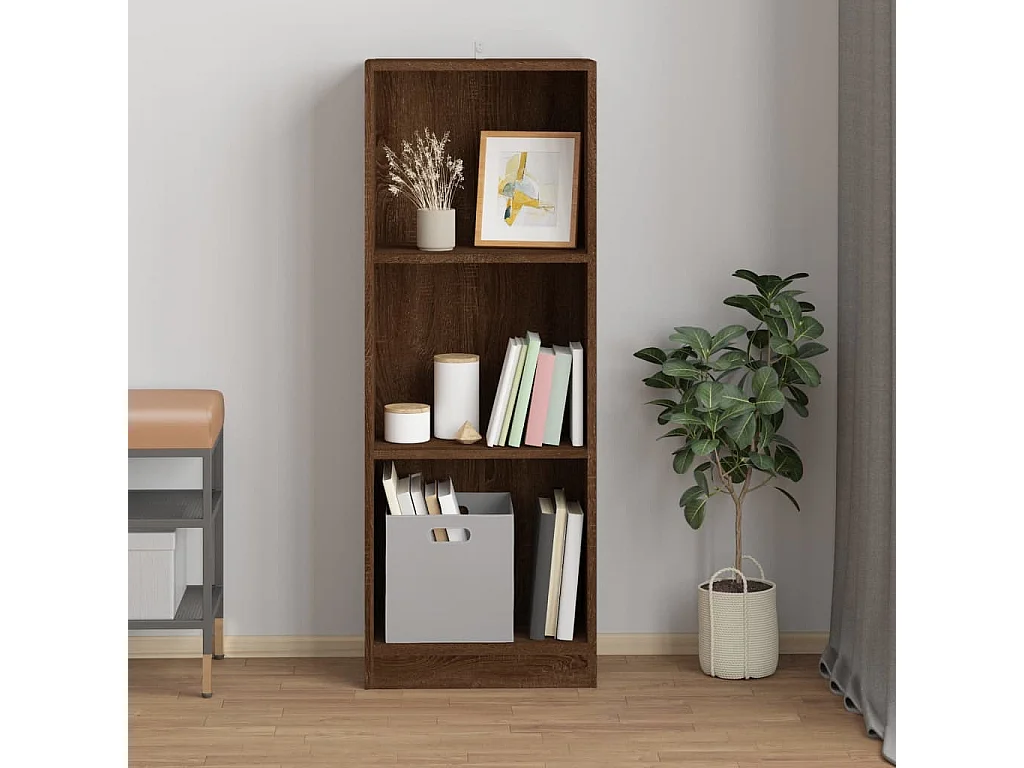 Bibliothèque 3 niveaux Chêne marron 40x24x109cm Bois ingénierie