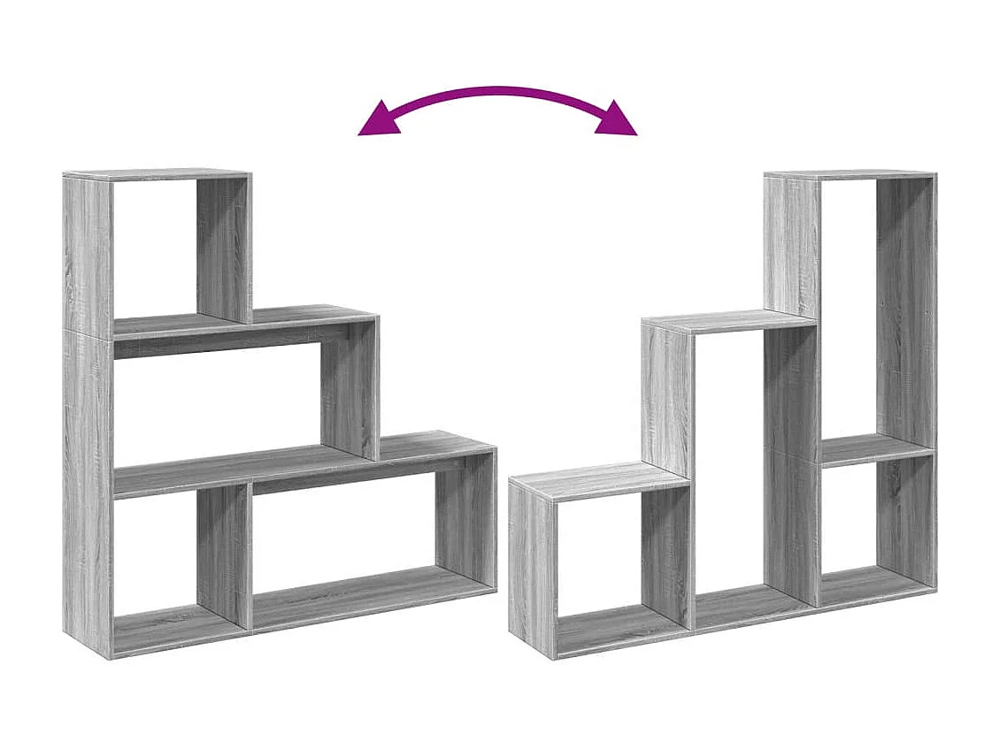 Scaffale divisorio per ambienti a 3 ripiani grigio Sonoma 123x29x123 cm