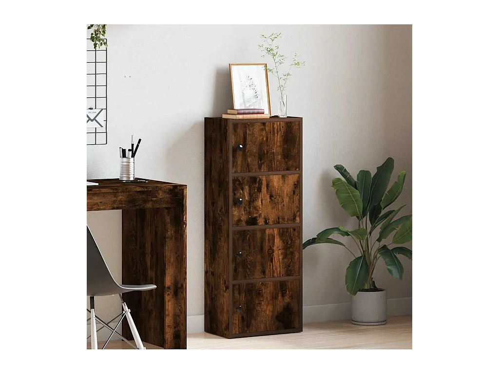 Bibliothèque chêne fumé 40x24x102 cm bois d'ingénierie