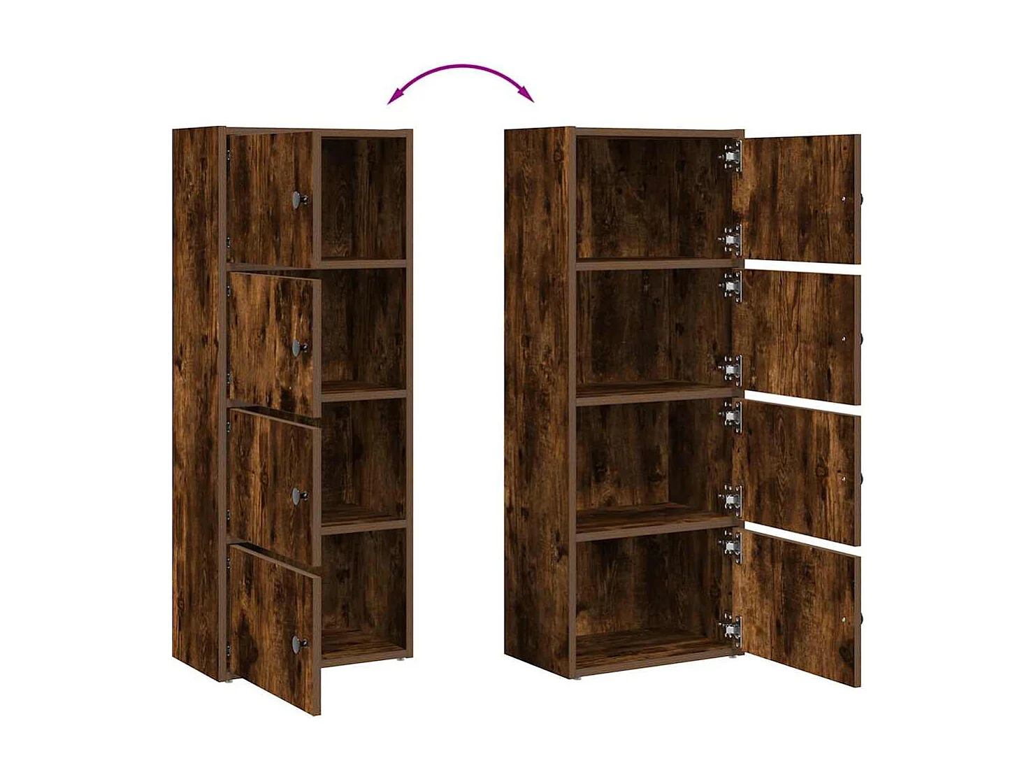 Bibliothèque chêne fumé 40x24x102 cm bois d'ingénierie