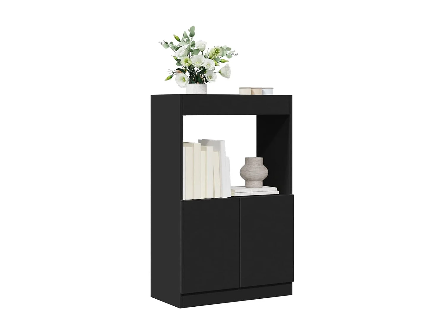 Zwarte hoge dressoir 63x33x100 cm bewerkt hout