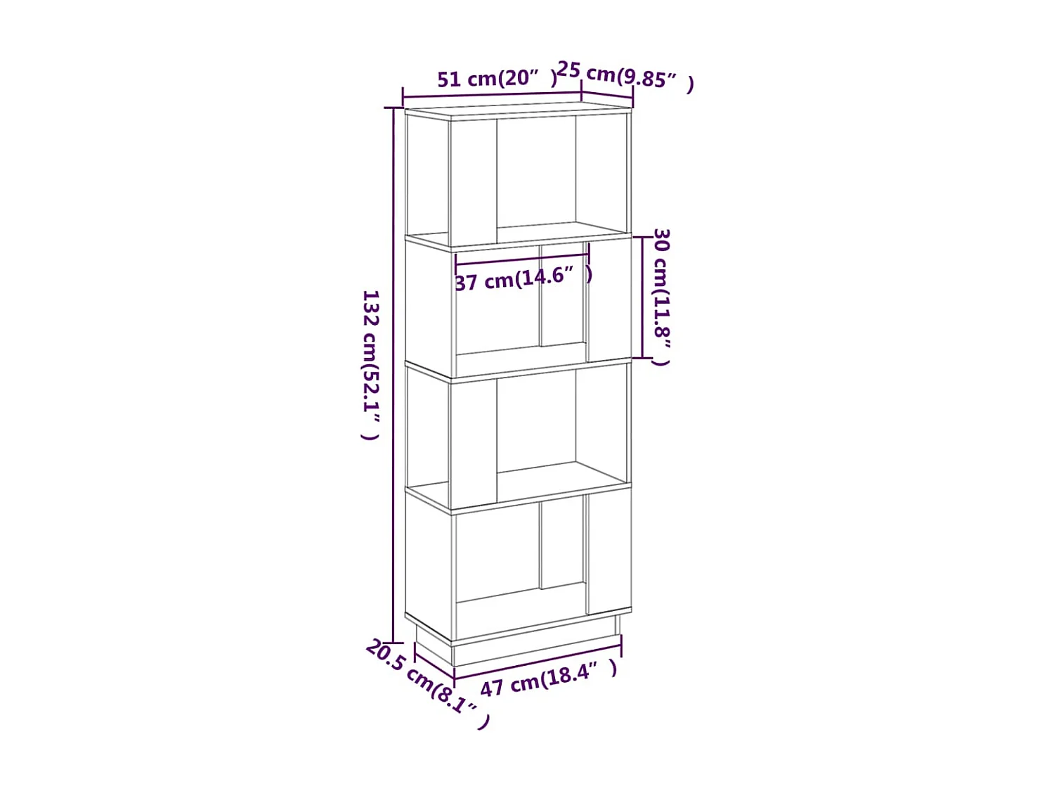 Bibliothèque/Séparateur de pièce Marron miel 51x25x132 cm Pin