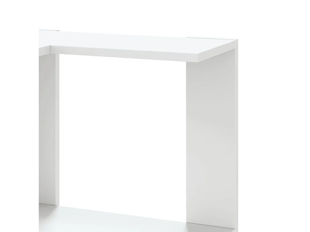 Bibliothèque d'angle à 5 niveaux blanc bois d'ingénierie