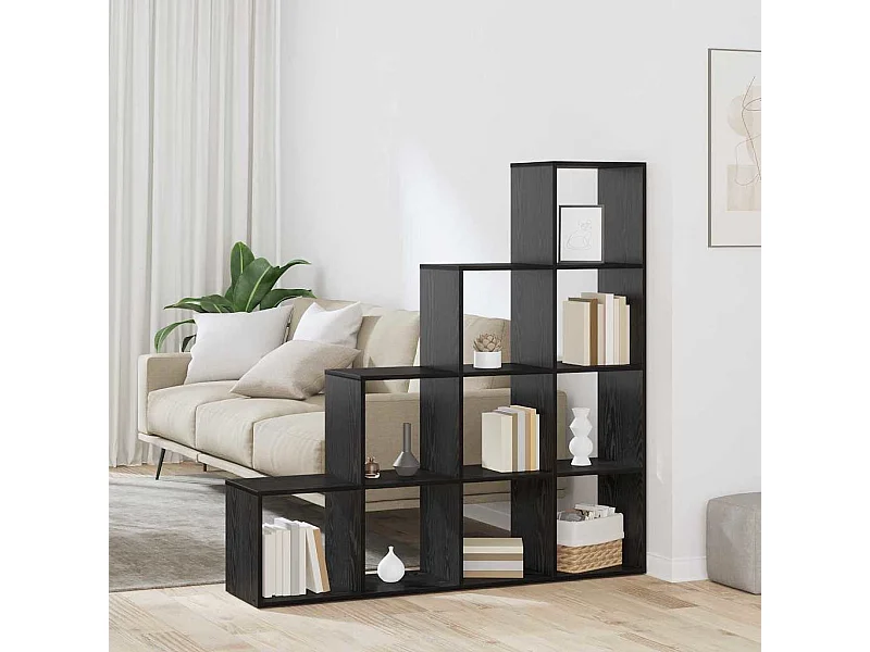 Zwarte eiken boekenkast scheidingswand 131,5 x 29 x 131,5 cm