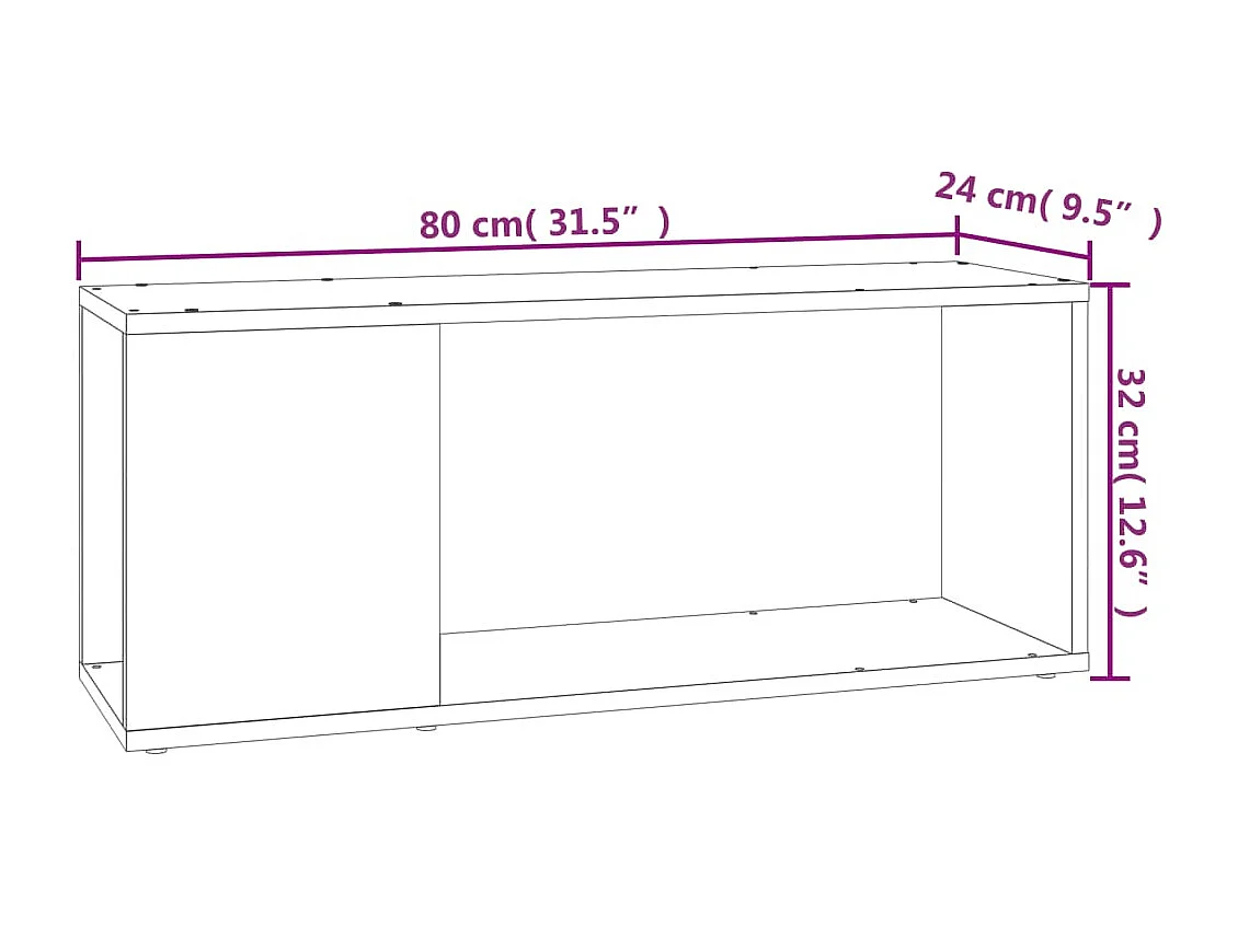 Meuble TV Blanc 80x24x32 cm Bois d'ingénierie