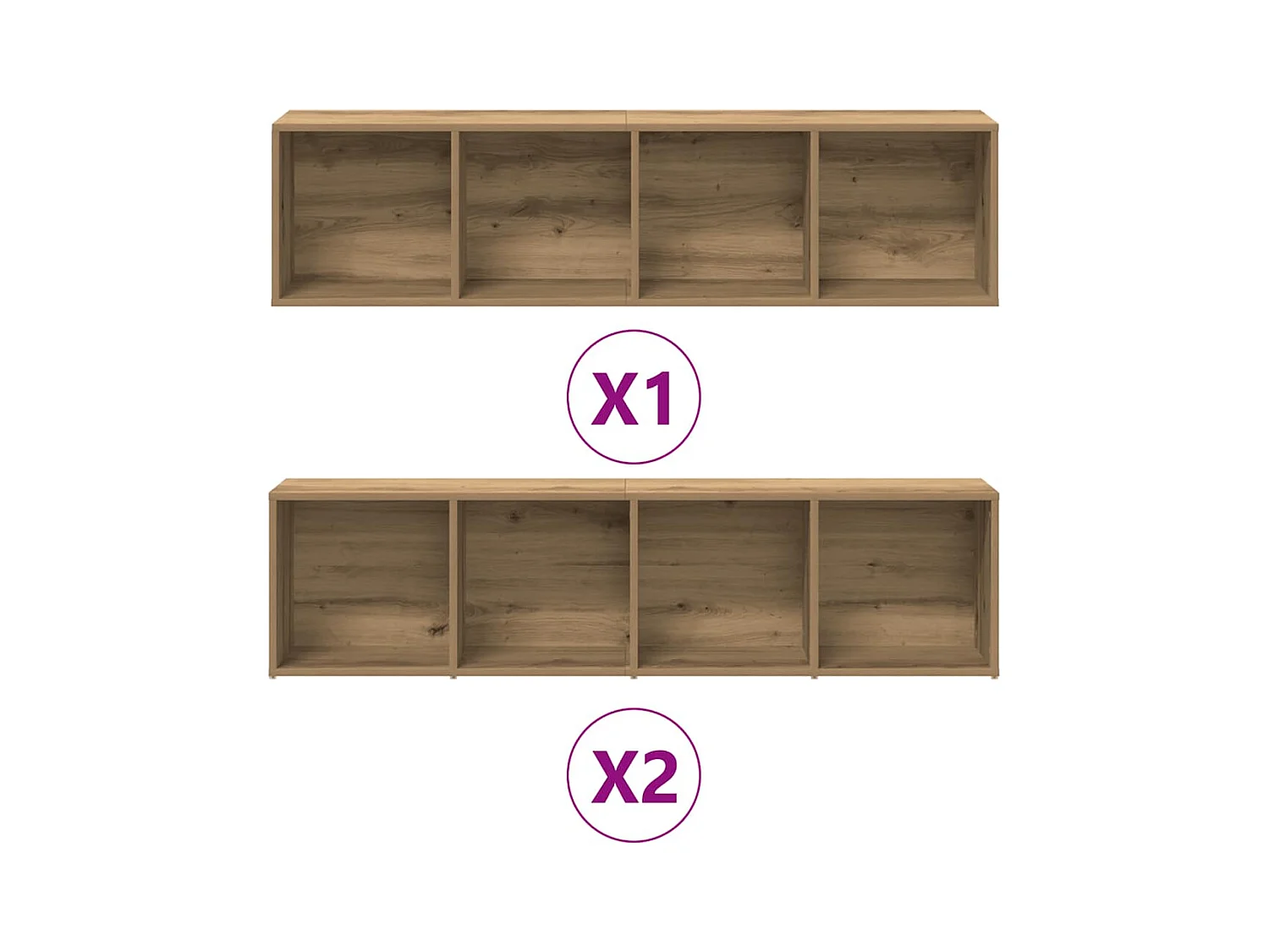 Bibliothèques 3 pcs chêne artisanal bois d'ingénierie