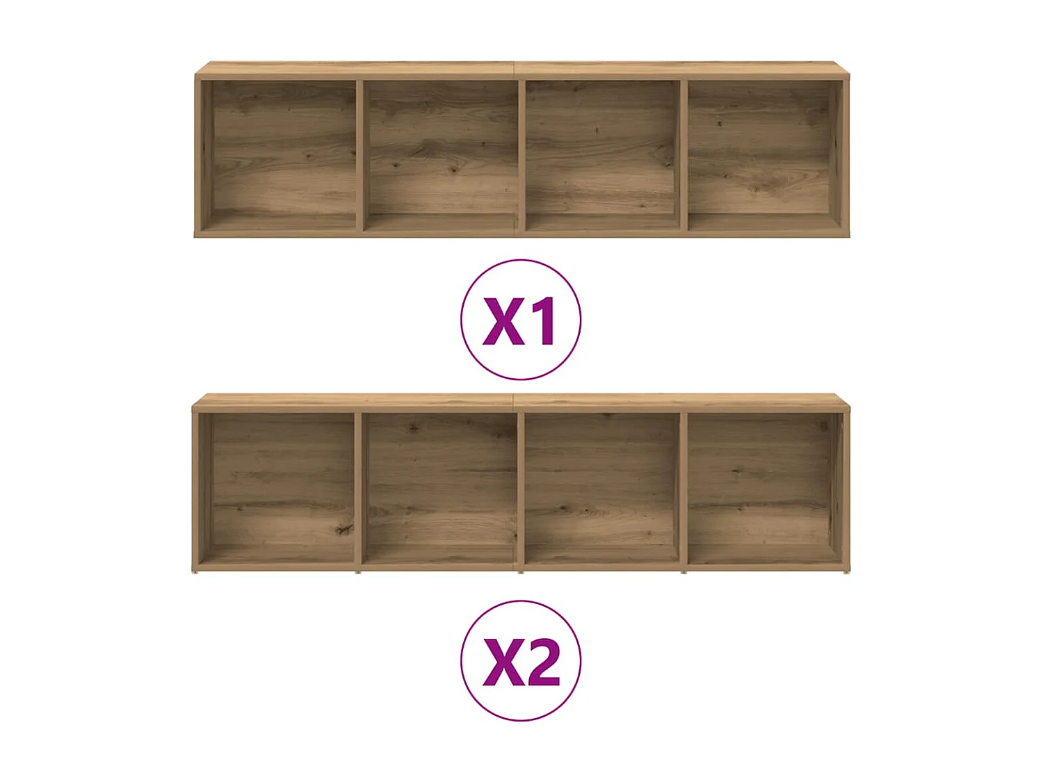 Bibliothèques 3 pcs chêne artisanal bois d'ingénierie