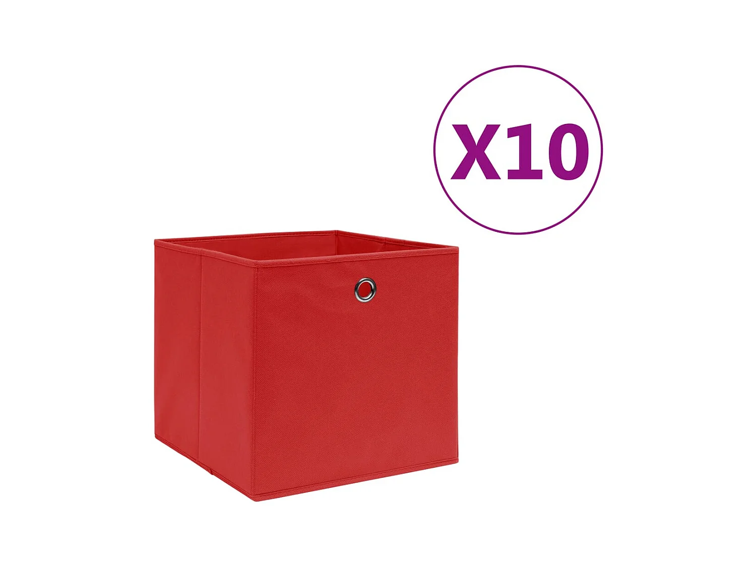 Boîtes de rangement 10 pcs Tissu intissé 28x28x28 cm Rouge