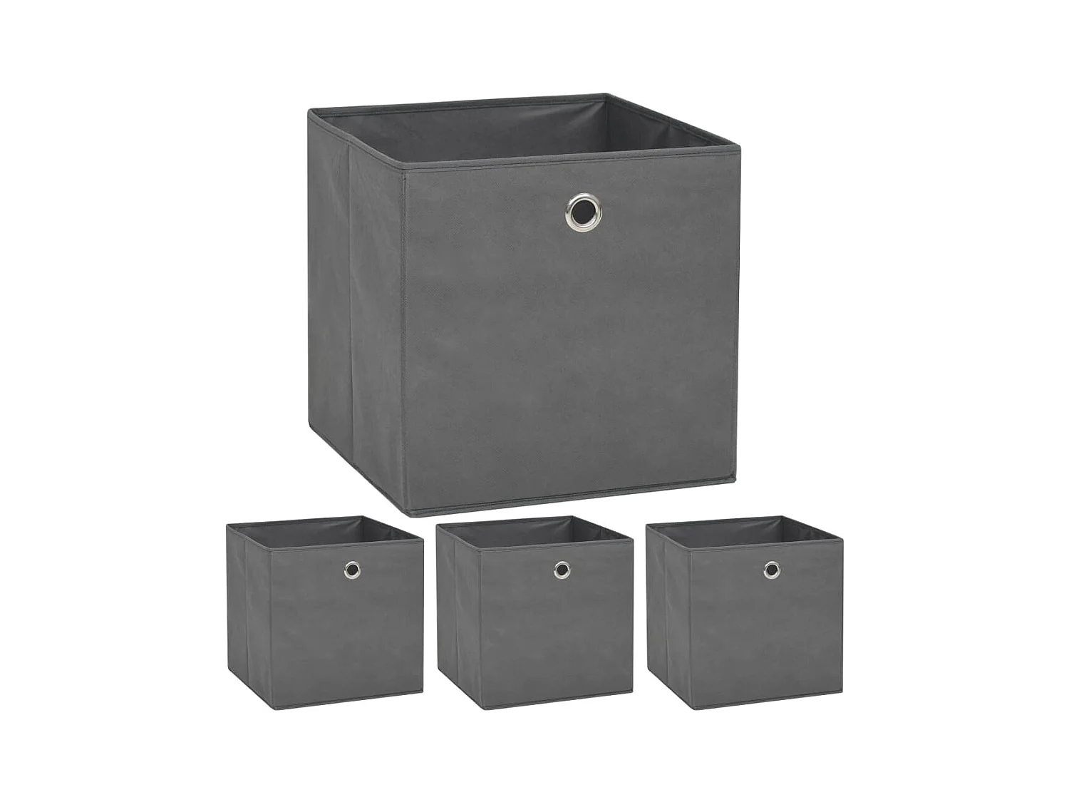 Boîte de rangement 4 pcs Tissu non-tissé 32x32x32 cm Gris