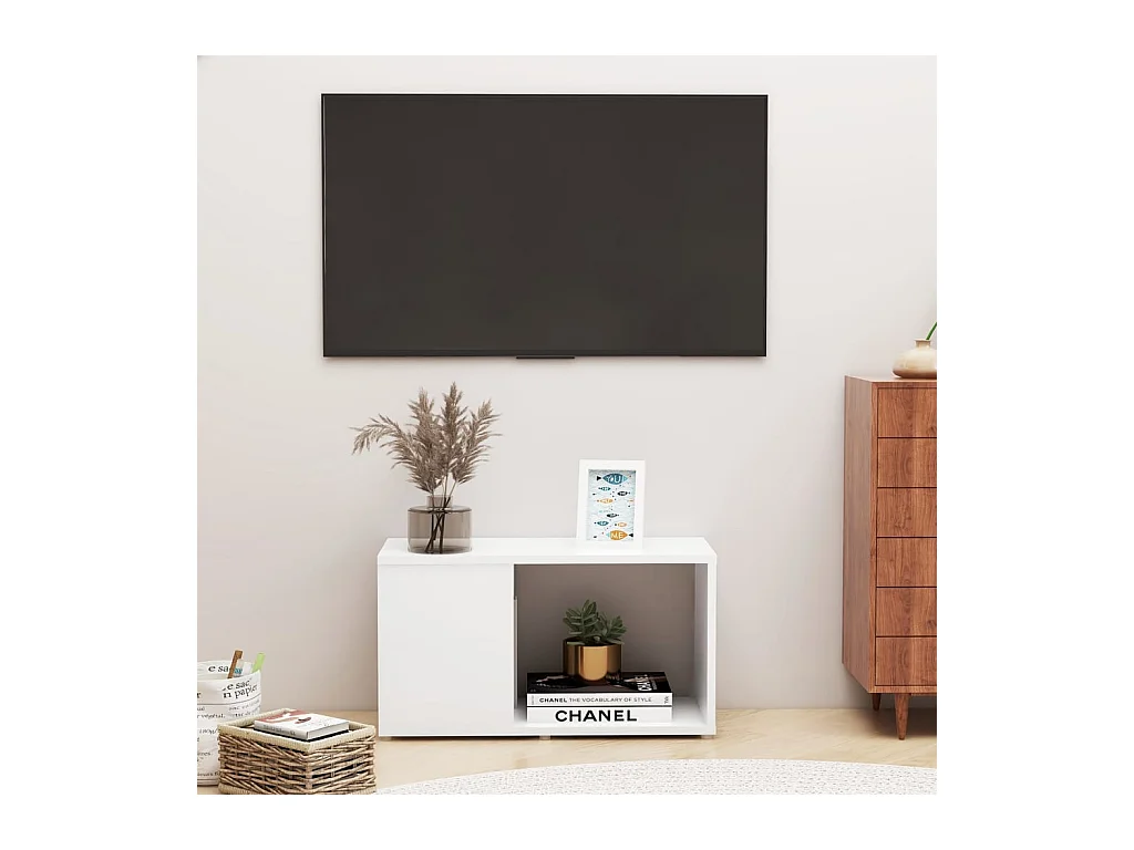 Meuble TV Blanc 60x24x32 cm Bois d'ingénierie