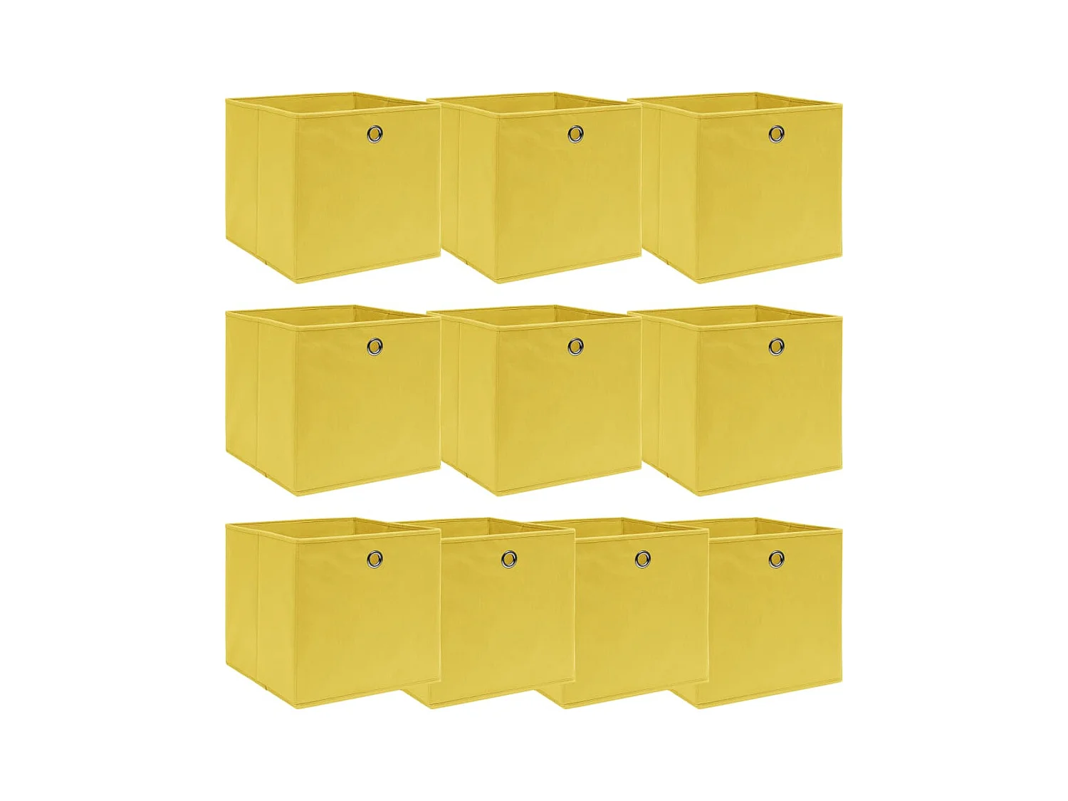 Boîtes de rangement 10 pcs Jaune 32x32x32 cm Tissu