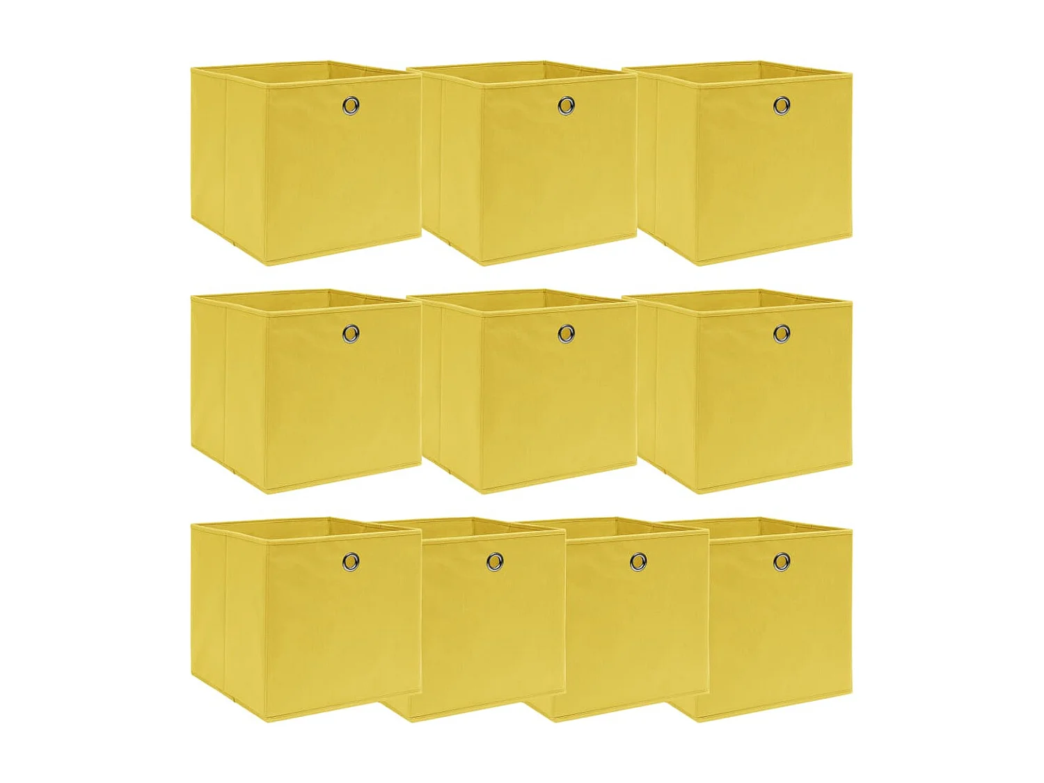 Scatole portaoggetti 10 pezzi Giallo 32x32x32 cm Tessuto