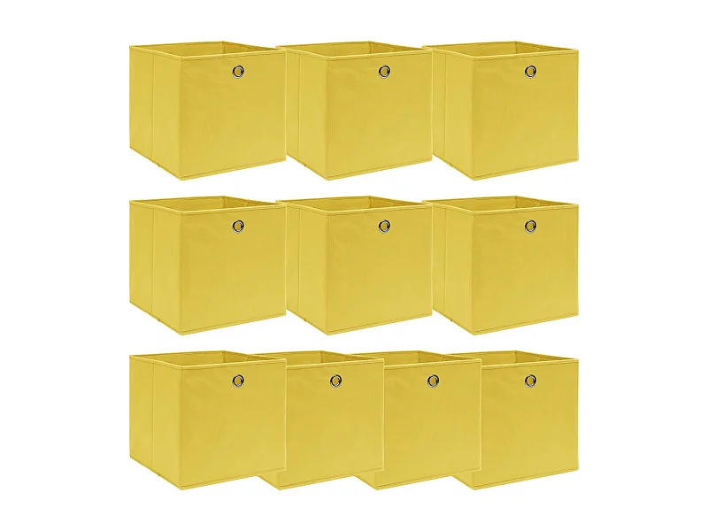 Boîtes de rangement 10 pcs Jaune 32x32x32 cm Tissu