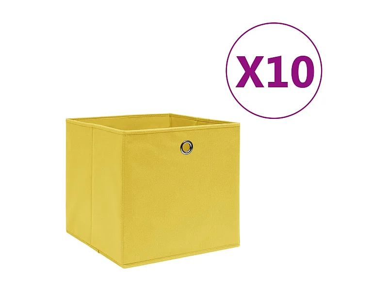 Scatole portaoggetti 10 pezzi Tessuto non tessuto 28x28x28 cm Giallo