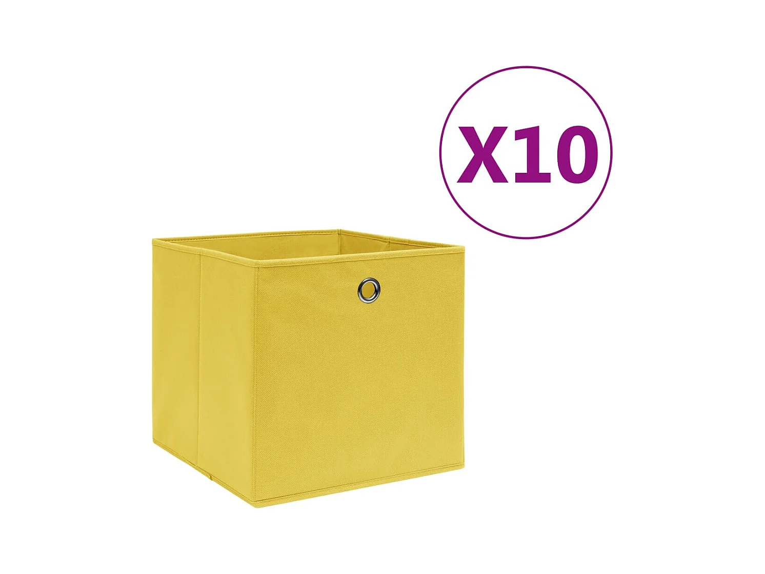 Boîtes de rangement 10 pcs Tissu intissé 28x28x28 cm Jaune