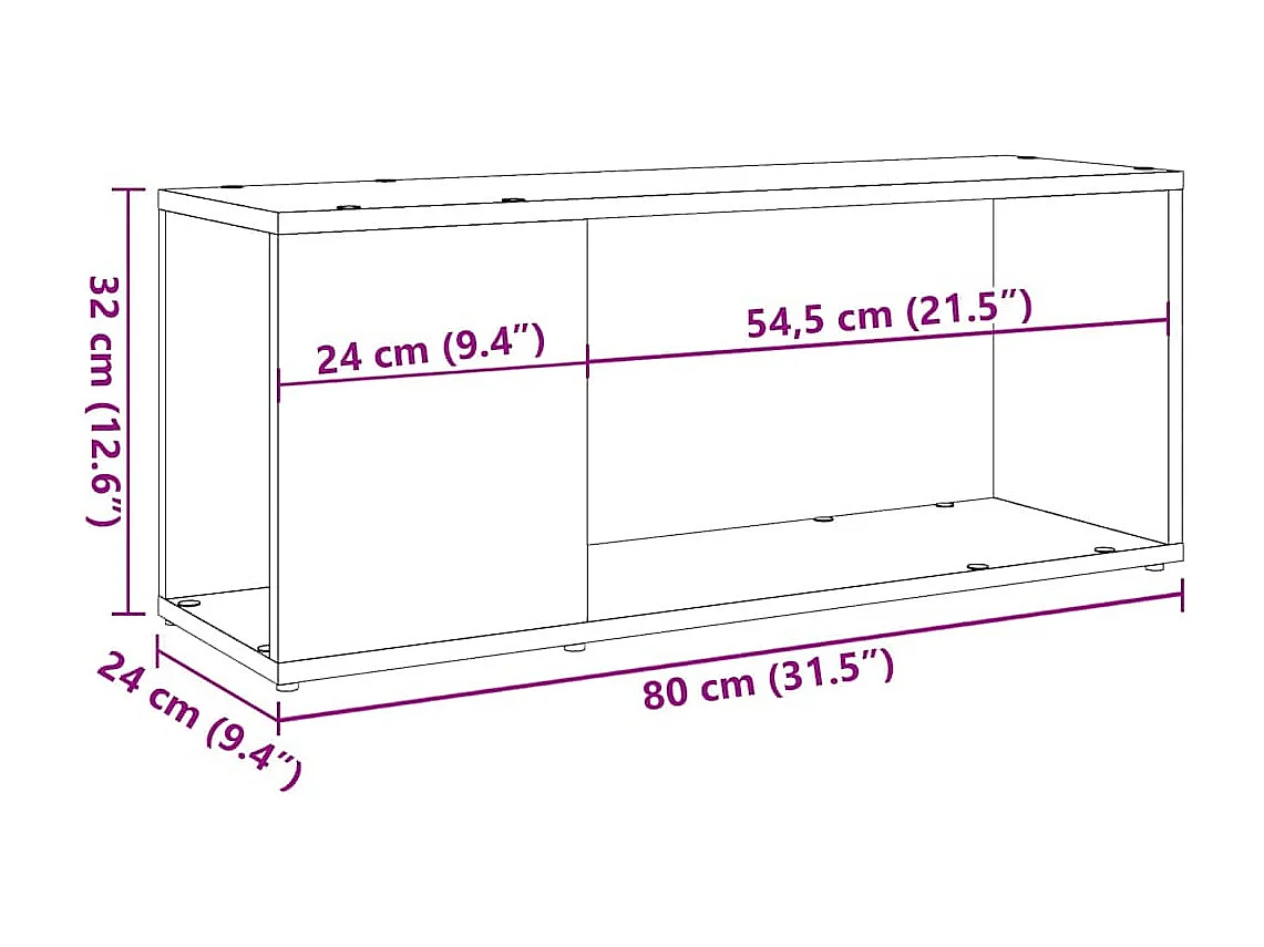 Meuble TV vieux bois 80x24x32cm bois d'ingénierie