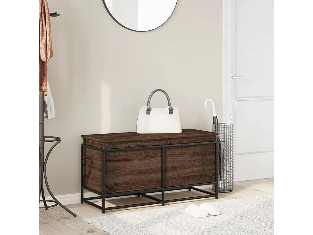 Boîte de rangement avec couvercle chêne marron bois ingénierie