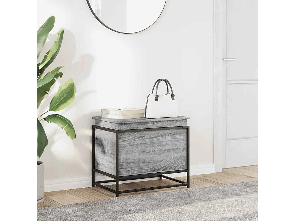 Boîte de rangement avec couvercle sonoma gris bois d'ingénierie