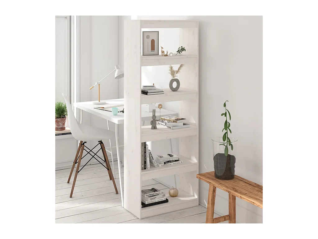 Bibliothèque/Séparateur de pièce Blanc 60x30x167,5cm Pin massif