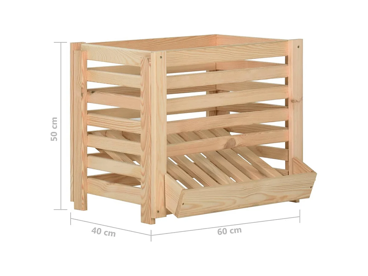 Boîte à pommes de terre 60x40x50 cm Bois de pin solide