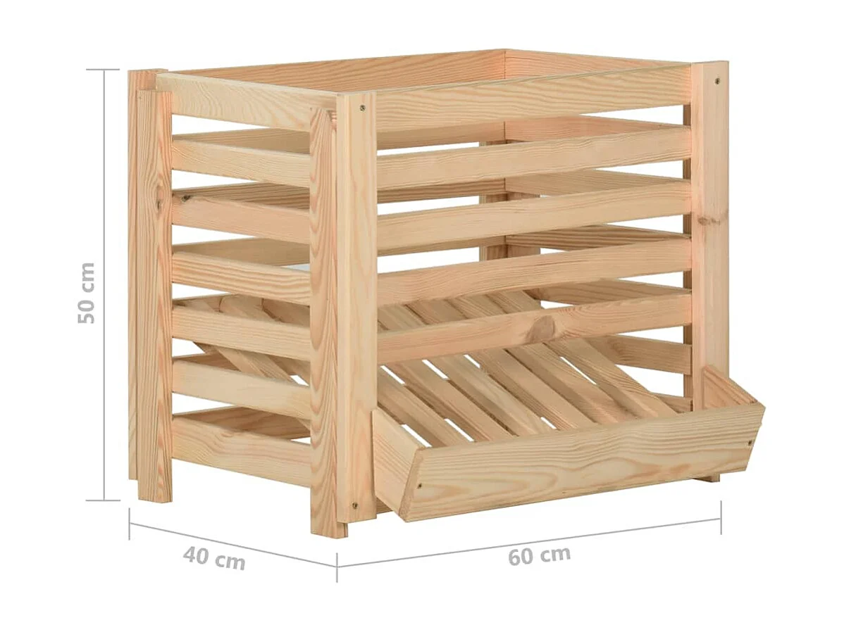 Boîte à pommes de terre 60x40x50 cm Bois de pin solide